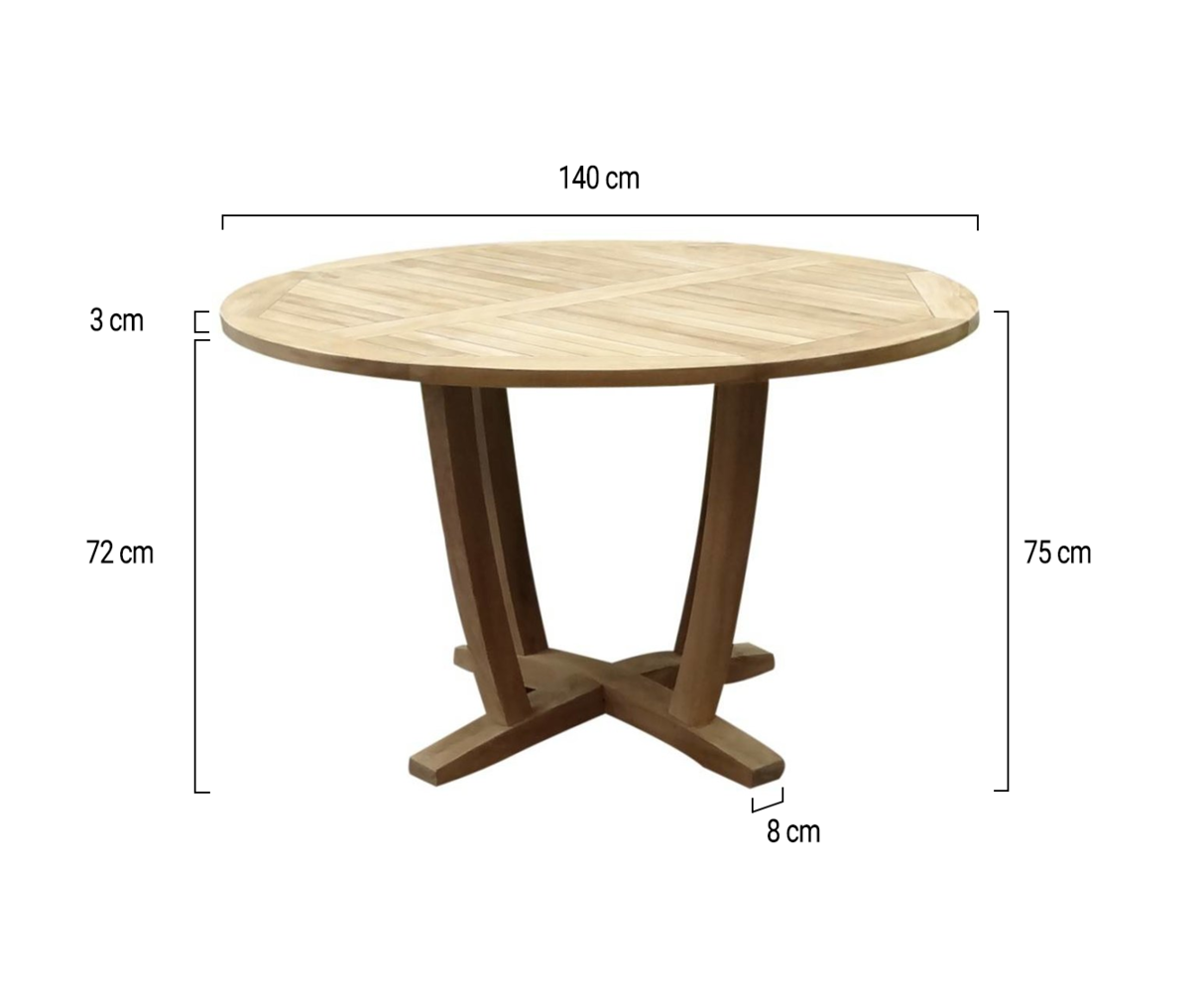 AVH-Collectie Legand dining tuintafel 140 cm rond teak AVH-Collectie Legand dining tuintafel 140 cm rond teak