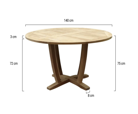 AVH-Collectie Legand dining tuintafel 140 cm rond teak AVH-Collectie Legand dining tuintafel 140 cm rond teak