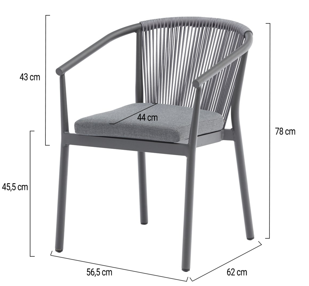 AVH-Collectie Set van 8 Apollo dining tuinstoel rope stapelbaar