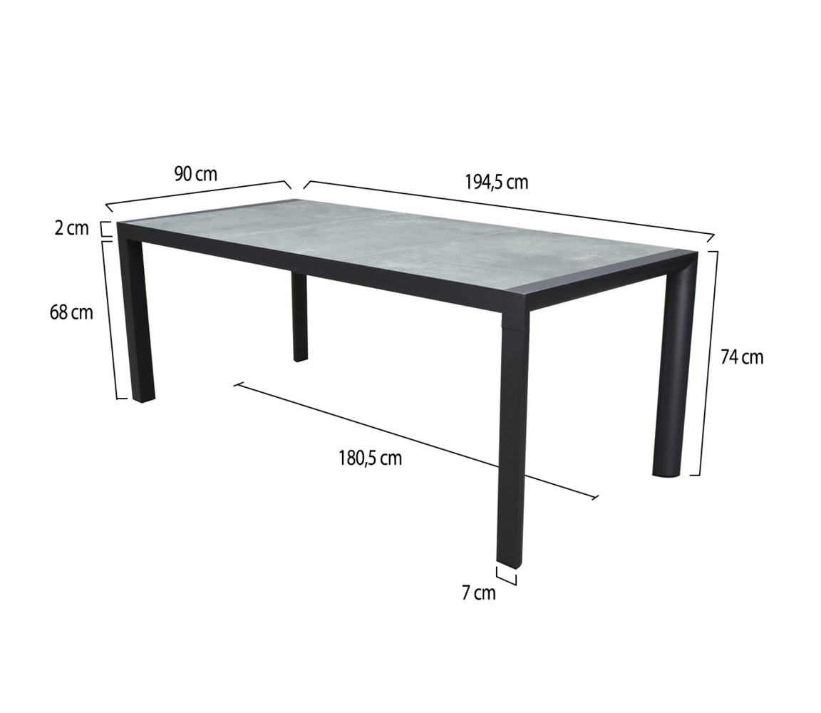 AVH-Collectie Dexter dining tuintafel 194x90xH74,5 cm antraciet AVH-Collectie Dexter dining tuintafel 194x90xH74,5 cm antraciet