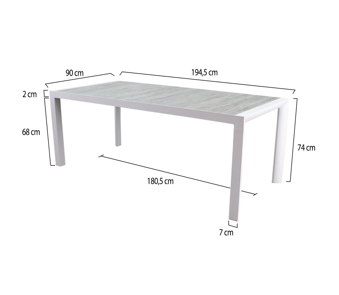 AVH-Collectie Dexter dining tuintafel 194,5x90xH74,5 cm wit AVH-Collectie Dexter dining tuintafel 194,5x90xH74,5 cm wit