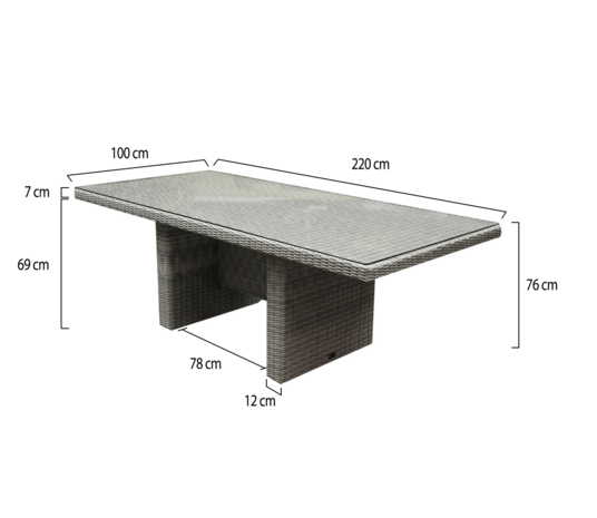 AVH-Collectie Menorca dining tuintafel 220x100xH75 cm wit grijs AVH-Collectie Menorca dining tuintafel 220x100xH75 cm wit grijs