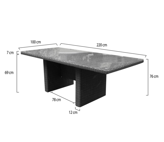 AVH-Collectie Menorca dining tuintafel 220x100xH75 cm antraciet AVH-Collectie Menorca dining tuintafel 220x100xH75 cm antraciet