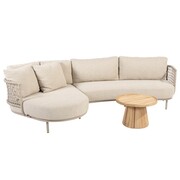 4 Seasons Outdoor Sardinia chaise longue loungeset 3 delig aluminum latte teak 4 Seasons Outdoor