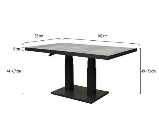 AVH-Collectie Pacific lounge-diningtafel 140x85xH49-72 cm in hoogte verstelbaar aluminium antraciet ceramic blad AVH-Collectie Pacific lounge-diningtafel 140x85xH49-72 cm in hoogte verstelbaar aluminium antraciet ceramic blad