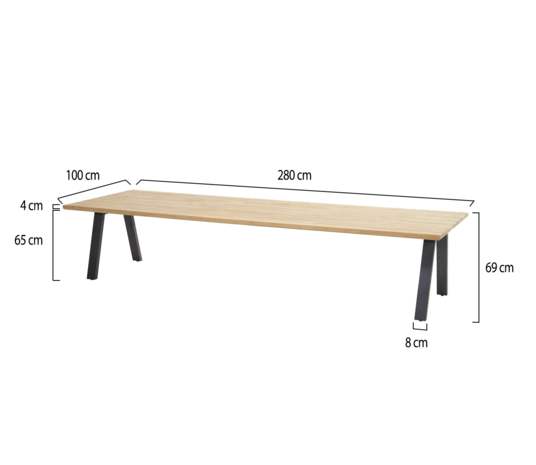 Taste 4SO Ambassador low dining tuintafel 280x100xH69 cm teak Taste 4SO Taste 4SO Ambassador low dining tuintafel 280x100xH69 cm teak Taste 4SO