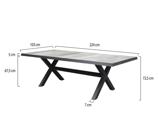 AVH-Collectie New Delhi dining tuintafel 224x103xH72,5 cm met kruispoot antraciet AVH-Collectie New Delhi dining tuintafel 224x103xH72,5 cm met kruispoot antraciet