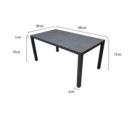 AVH-Collectie Ardore dining tuintafel 160x90 cm aluminium antraciet