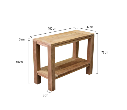 AVH-Collectie Legno side table 100x42xH75 cm teak AVH-Collectie Legno side table 100x42xH75 cm teak