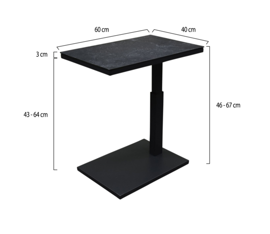 AVH-Collectie Tracy bijzettafel 60x40xH46-67 cm in hoogte verstelbaar antraciet AVH-Collectie Tracy bijzettafel 60x40xH46-67 cm in hoogte verstelbaar antraciet