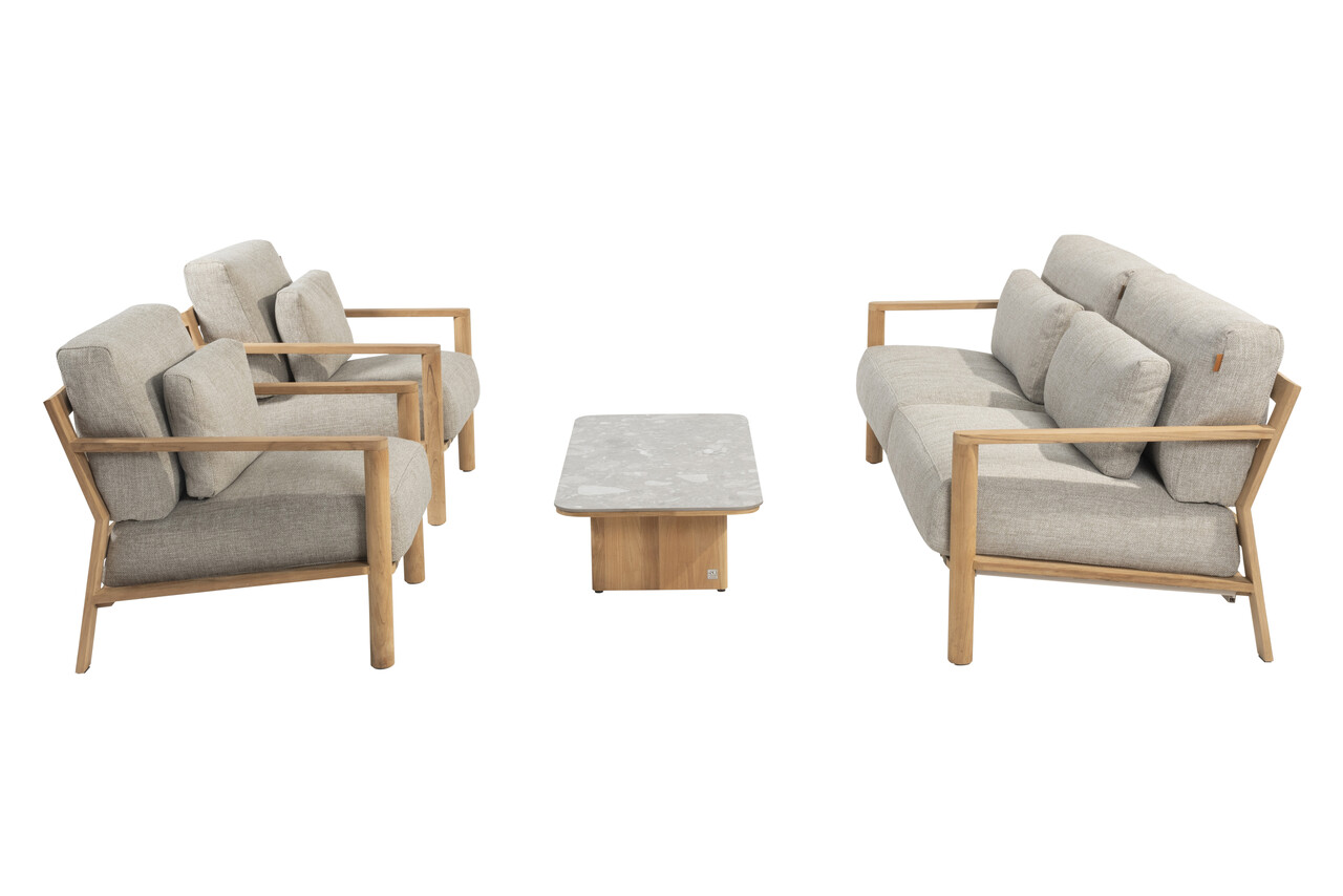 4 Seasons Outdoor Lucas stoel bank loungeset 4 delig naturel teak keramiek 4 Seasons Outdoor