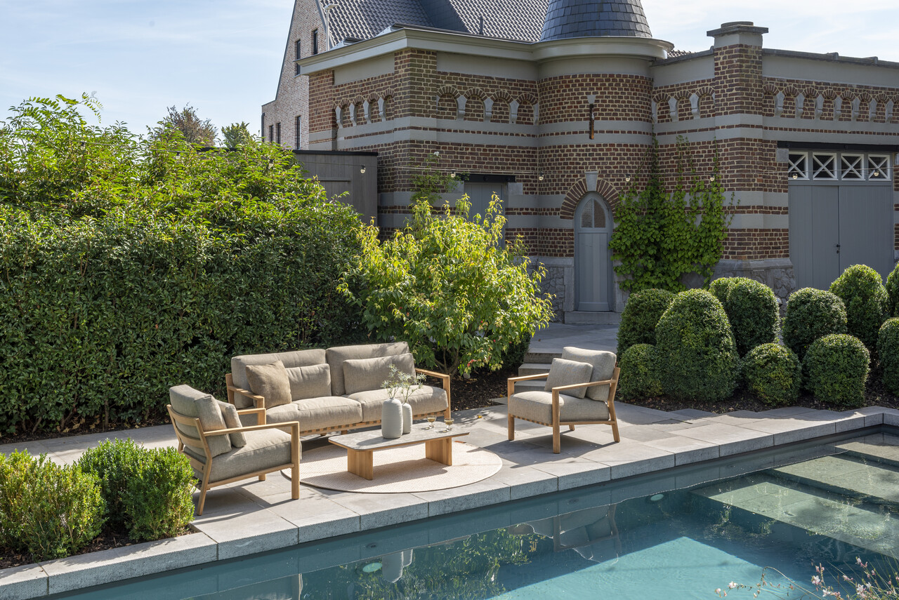 4 Seasons Outdoor Lucas stoel bank loungeset 4 delig naturel teak keramiek 4 Seasons Outdoor 4 Seasons Outdoor Lucas stoel bank loungeset 4 delig naturel teak keramiek 4 Seasons Outdoor