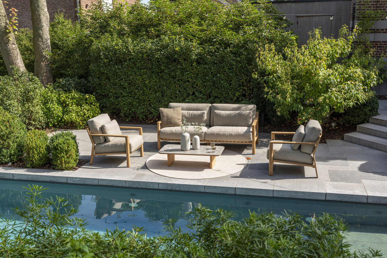 4 Seasons Outdoor Lucas stoel bank loungeset 4 delig naturel teak keramiek 4 Seasons Outdoor 4 Seasons Outdoor Lucas stoel bank loungeset 4 delig naturel teak keramiek 4 Seasons Outdoor