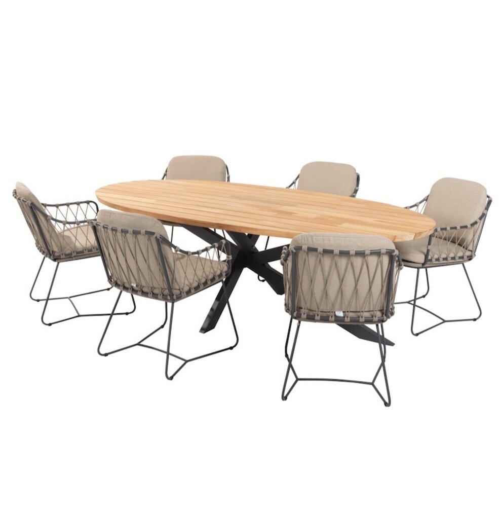 Taste 4SO Prego Prado dining tuinset 240x115xH75 cm 7 delig taupe 4 Seasons Outdoor Taste 4SO Prego Prado dining tuinset 240x115xH75 cm 7 delig taupe 4 Seasons Outdoor