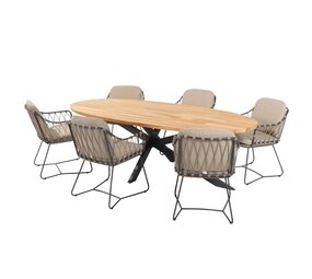 Taste 4SO Prego Prado dining tuinset 240x115xH75 cm 7 delig taupe 4 Seasons Outdoor Taste 4SO Prego Prado dining tuinset 240x115xH75 cm 7 delig taupe 4 Seasons Outdoor