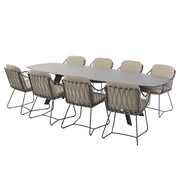 4 Seasons Outdoor Montana Prego dining tuinset 280x113xH75 cm 9 delig ovaal HPL antraciet 4 Seasons Outdoor