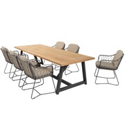 4 Seasons Outdoor Noah Prego dining tuinset 260x100xH75 cm 7 delig taupe 4 Seasons Outdoor