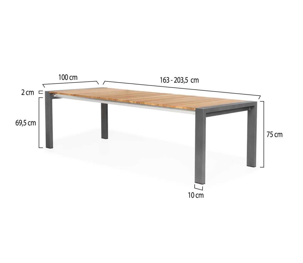SUNS SUNS Rialto uitschuifbare dining tuintafel 163-203,5x100xH75 cm MRG/natural teak SUNS SUNS Rialto uitschuifbare dining tuintafel 163-203,5x100xH75 cm MRG/natural teak