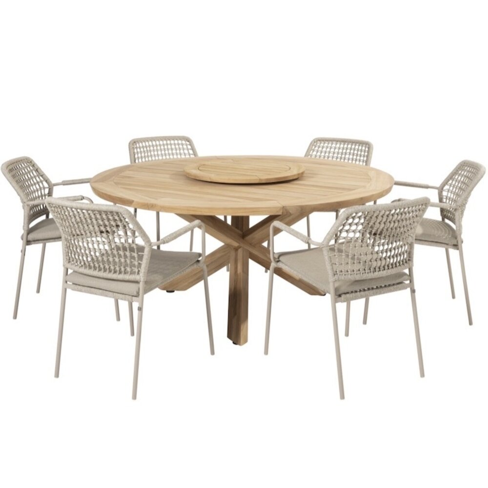Taste 4SO Barista Prado dining tuinset 160 cm rond 7 delig latte teak 4 Seasons Outdoor Taste 4SO Barista Prado dining tuinset 160 cm rond 7 delig latte teak 4 Seasons Outdoor