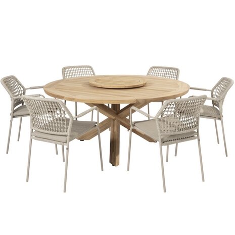 Taste 4SO Barista Prado dining tuinset 160 cm rond 7 delig latte teak 4 Seasons Outdoor Taste 4SO Barista Prado dining tuinset 160 cm rond 7 delig latte teak 4 Seasons Outdoor