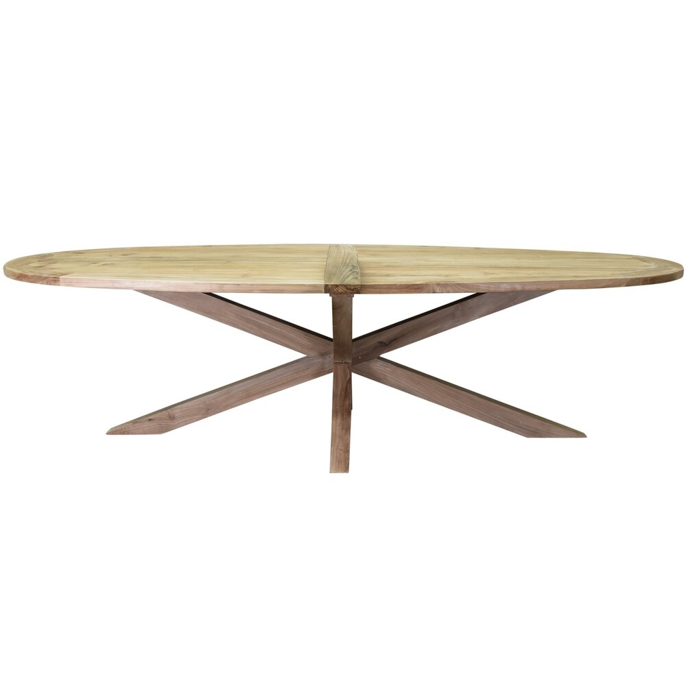 AVH-Collectie Ellips dining tuintafel 280x130xH76 cm met kruispoot teak AVH-Collectie Ellips dining tuintafel 280x130xH76 cm met kruispoot teak