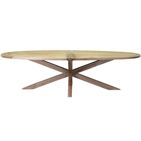 AVH-Collectie Ellips dining tuintafel 280x130xH76 cm met kruispoot teak AVH-Collectie Ellips dining tuintafel 280x130xH76 cm met kruispoot teak