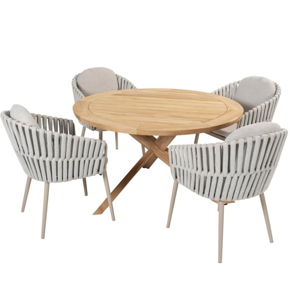 Taste 4SO Eva Prado dining tuinset 130 cm rond 5 delig latte teak 4 Seasons Outdoor Taste 4SO Eva Prado dining tuinset 130 cm rond 5 delig latte teak 4 Seasons Outdoor