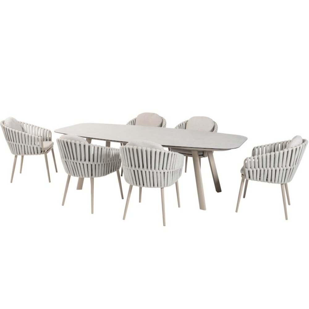 Taste 4SO Manolo Eva dining tuinset 240x103xH75 cm 7 delig latte Taste 4SO Taste 4SO Manolo Eva dining tuinset 240x103xH75 cm 7 delig latte Taste 4SO