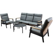 AVH-Collectie Alzano stoel bank loungeset 5 delig verstelbaar antraciet aluminium