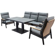AVH-Collectie Alzano stoel bank lounge diningset 4 delig verstelbaar antraciet aluminium