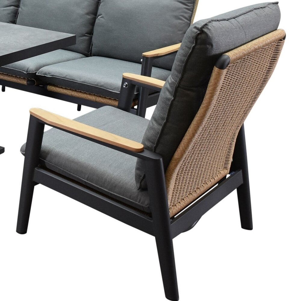 AVH-Collectie Alzano stoel bank lounge diningset 4 delig verstelbaar antraciet aluminium AVH-Collectie Alzano stoel bank lounge diningset 4 delig verstelbaar antraciet aluminium