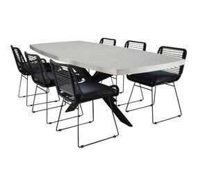 AVH-Collectie Salo Zenia dining tuinset 240x110xH77 cm 7 delig polystone AVH-Collectie Salo Zenia dining tuinset 240x110xH77 cm 7 delig polystone
