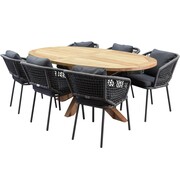 AVH-Collectie Ellips Eagle dining tuinset 200x110xH76 cm 7 delig teak