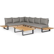 SUNS SUNS Nardo hoek loungeset 3 delig groot light anthracite mixed weave / matt royal grey