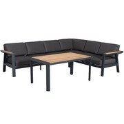 AVH-Collectie Showroommodel Victoria hoek dining loungeset 4 delig aluminium teak
