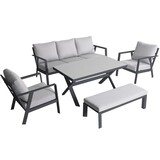 AVH-Collectie Jamaica stoel bank dining loungeset 5 delig aluminium antraciet