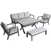 AVH-Collectie Jamaica stoel bank dining loungeset 5 delig aluminium antraciet