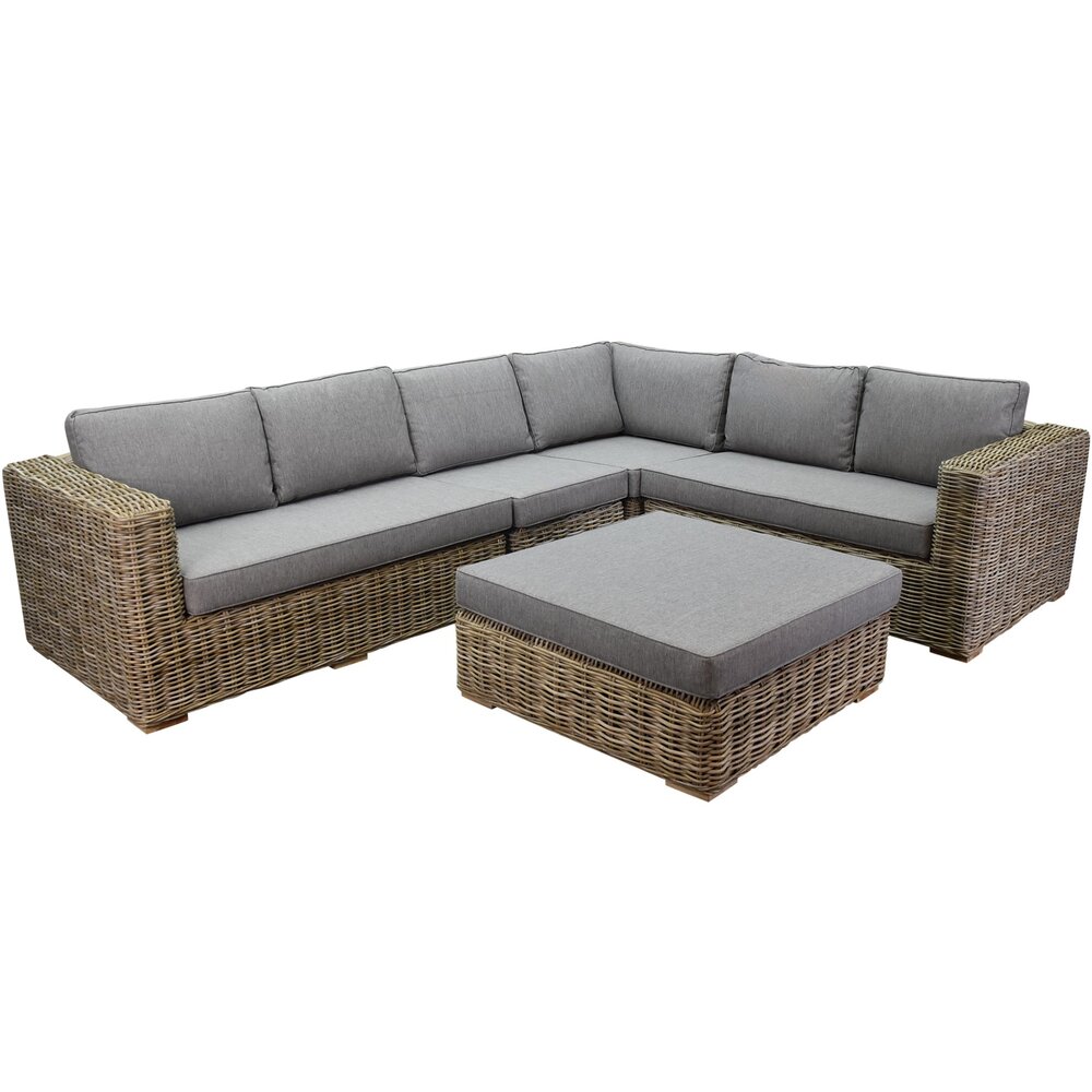 AVH-Collectie Serva hoek loungeset 5-delig naturel rotan AVH-Collectie Serva hoek loungeset 5-delig naturel rotan