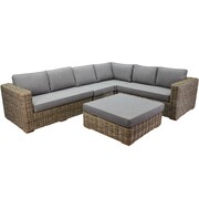 AVH-Collectie Serva hoek loungeset 5-delig naturel rotan