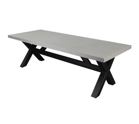 AVH-Collectie Glasgow betonlook dining tuintafel 200x100xH76 cm zwart onderstel AVH-Collectie Glasgow betonlook dining tuintafel 200x100xH76 cm zwart onderstel