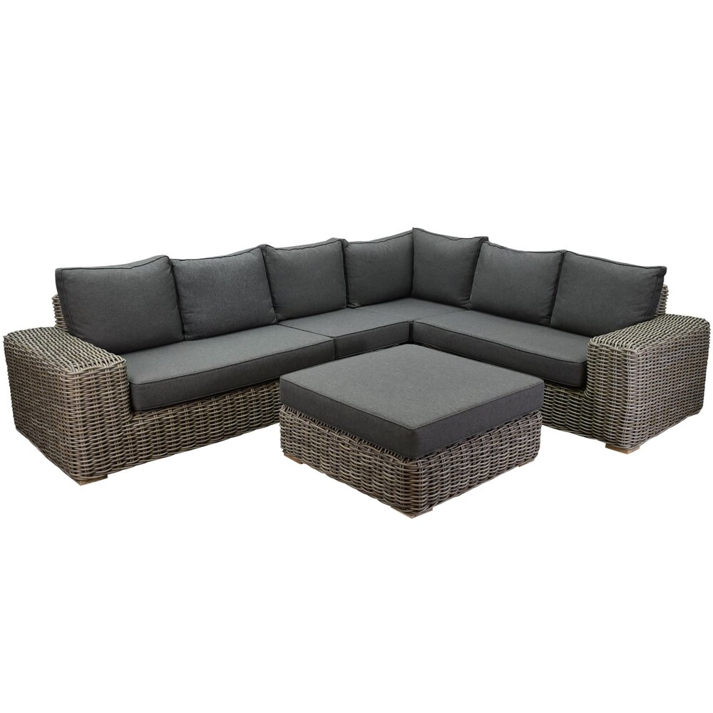 AVH-Collectie Queen hoek loungeset 5 delig grijs wicker AVH-Collectie Queen hoek loungeset 5 delig grijs wicker