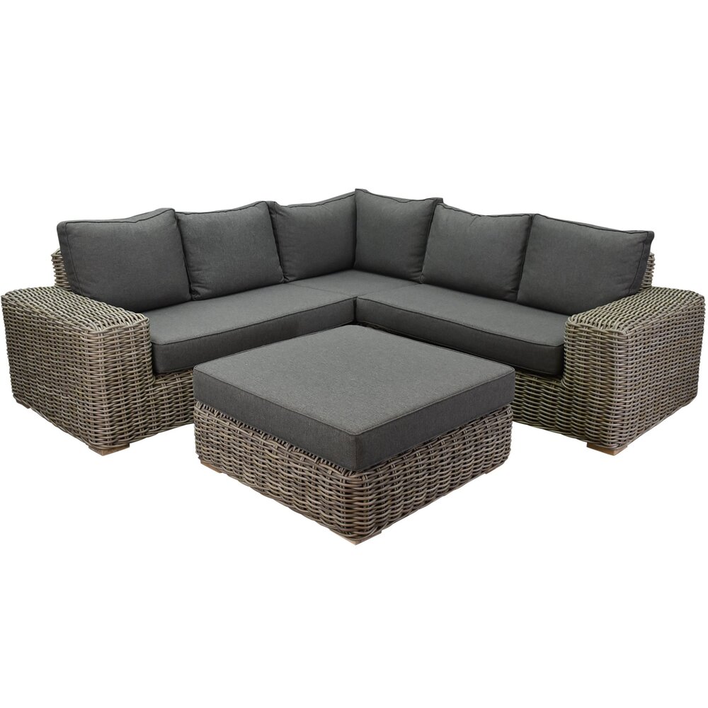 AVH-Collectie Queen hoek loungeset 4 delig grijs wicker AVH-Collectie Queen hoek loungeset 4 delig grijs wicker