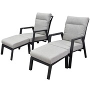 AVH-Collectie Barolo lounge balkonset 4 delig verstelbaar antraciet aluminium