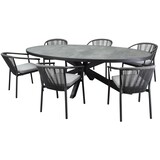 AVH-Collectie Ohio Apollo dining tuinset 241x116xH74 cm 7 delig antraciet keramiek