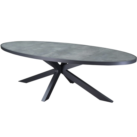 AVH-Collectie Ohio Apollo dining tuinset 241x116xH74 cm 7 delig antraciet keramiek