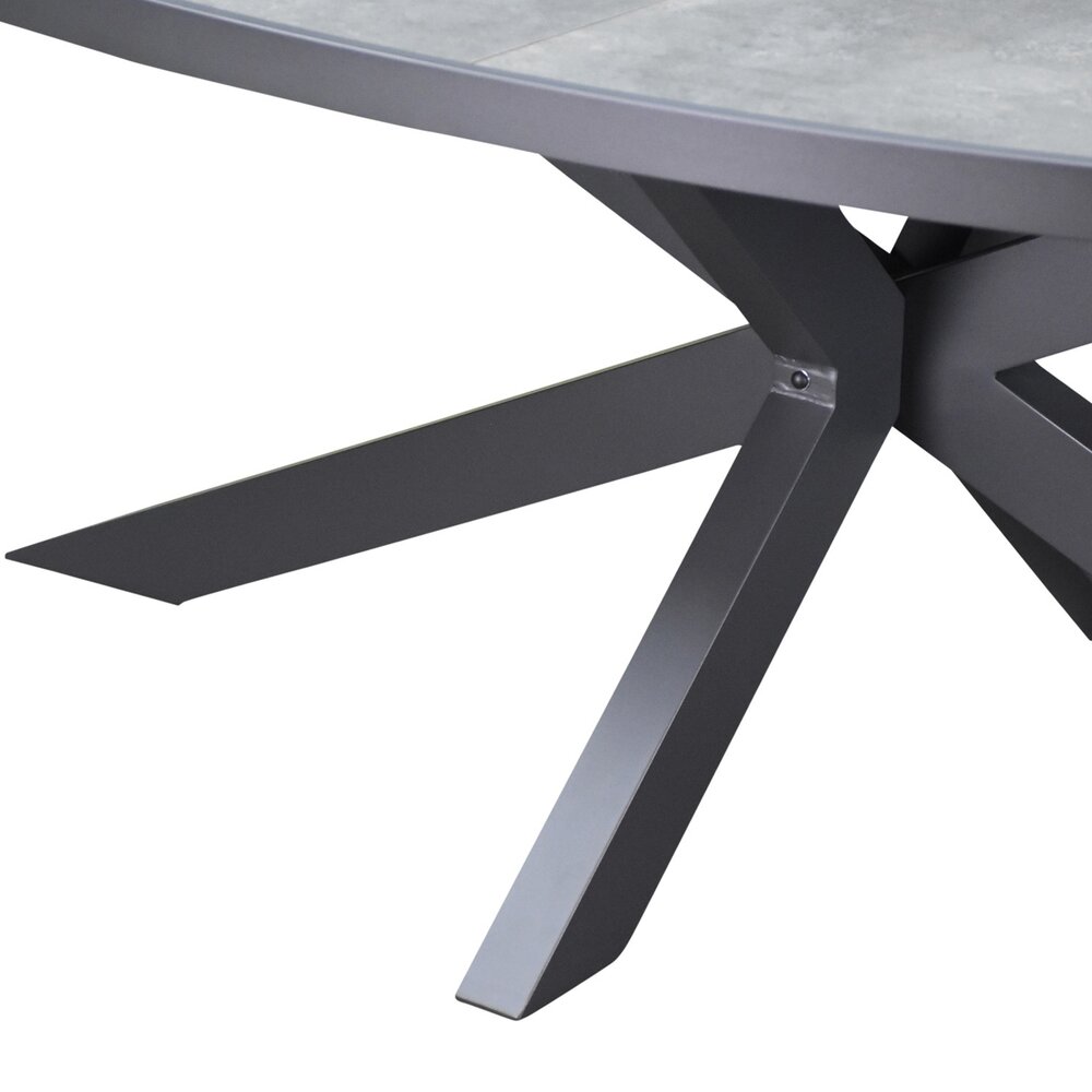 AVH-Collectie Ohio Apollo dining tuinset 241x116xH74 cm 7 delig antraciet keramiek