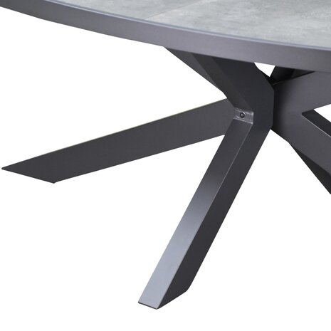 AVH-Collectie Ohio Apollo dining tuinset 241x116xH74 cm 7 delig antraciet keramiek