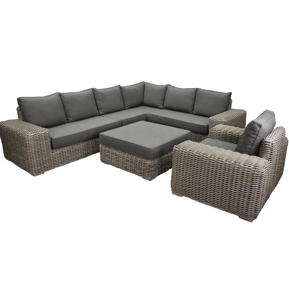 AVH-Collectie Queen hoek loungeset 6 delig grijs wicker AVH-Collectie Queen hoek loungeset 6 delig grijs wicker