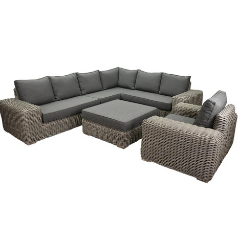 AVH-Collectie Queen hoek loungeset 6 delig grijs wicker AVH-Collectie Queen hoek loungeset 6 delig grijs wicker