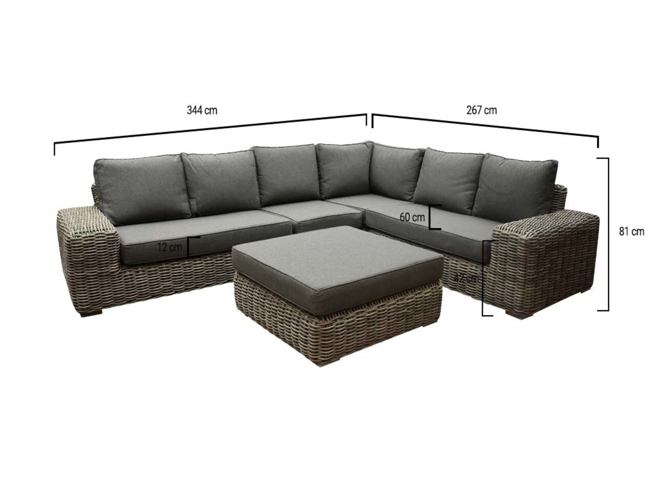 AVH-Collectie Queen hoek loungeset 6 delig grijs wicker AVH-Collectie Queen hoek loungeset 6 delig grijs wicker